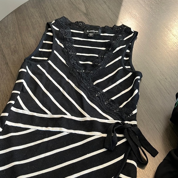 Black little Bebe cross cross tank - Picture 1 of 5